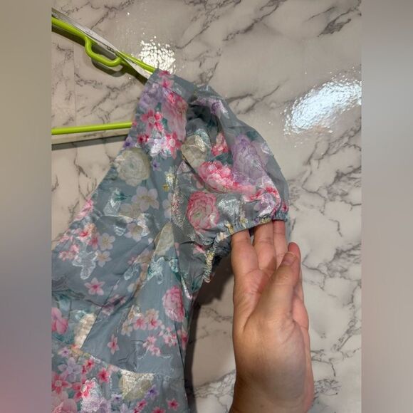 NEW LULUS Elegant Personality Slate Blue Floral Burnout Midi Dress Size S - Picture 7 of 13